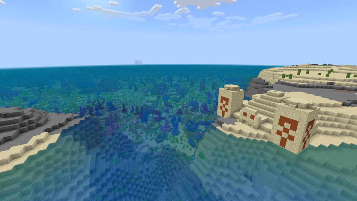 A massive Coral Reef with a Desert Temple in Minecraft