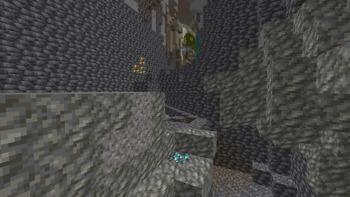 A Desert cave with diamonds in Minecraft