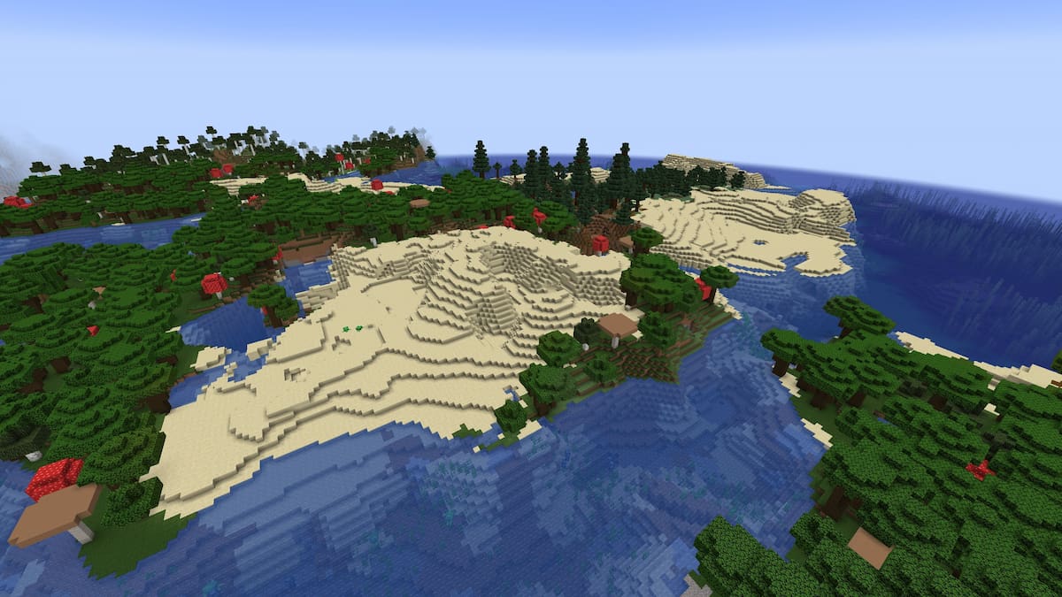 Two eroded Beach biomes in Minecraft