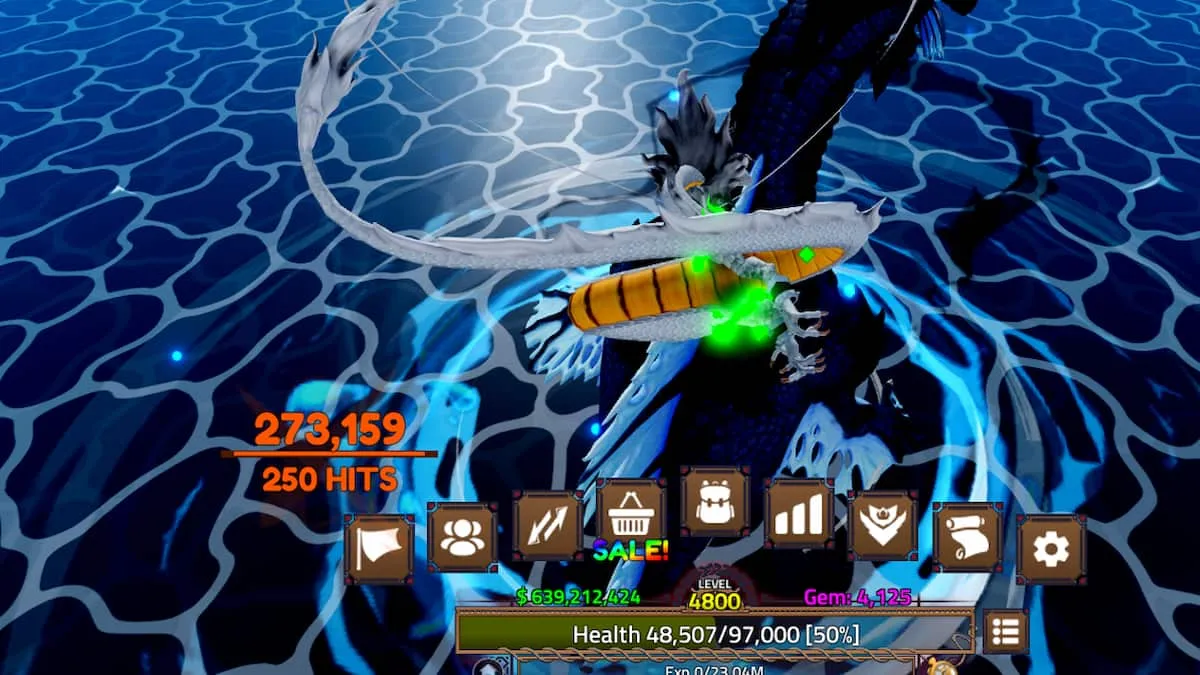 A player fighting a Sea Beast