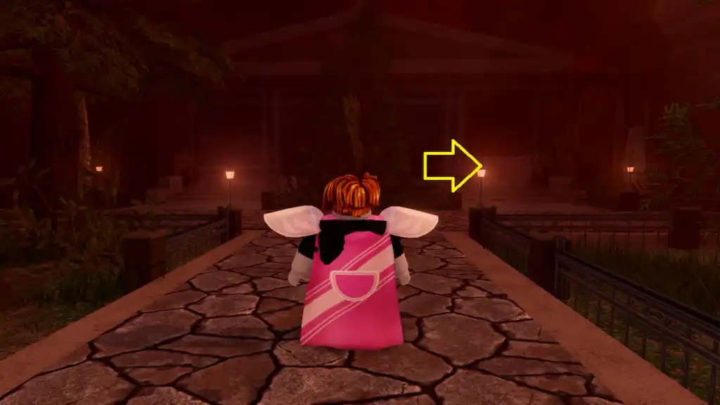 A player walking in Roblox Haunt