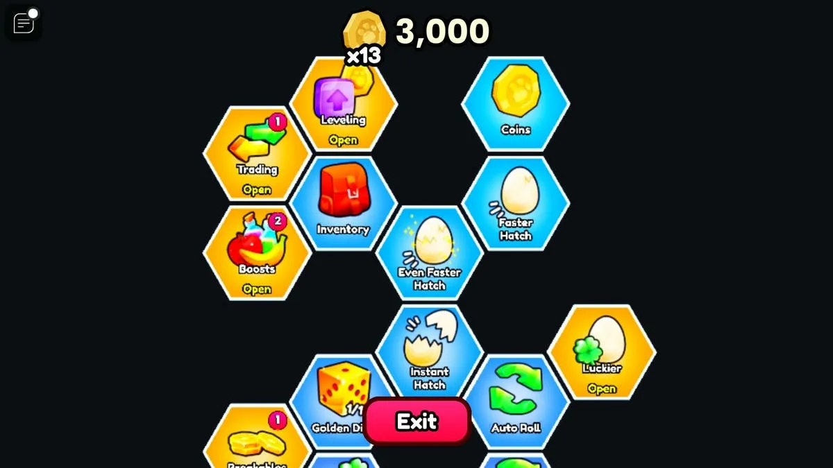 Showing Skill tree in Pets Go