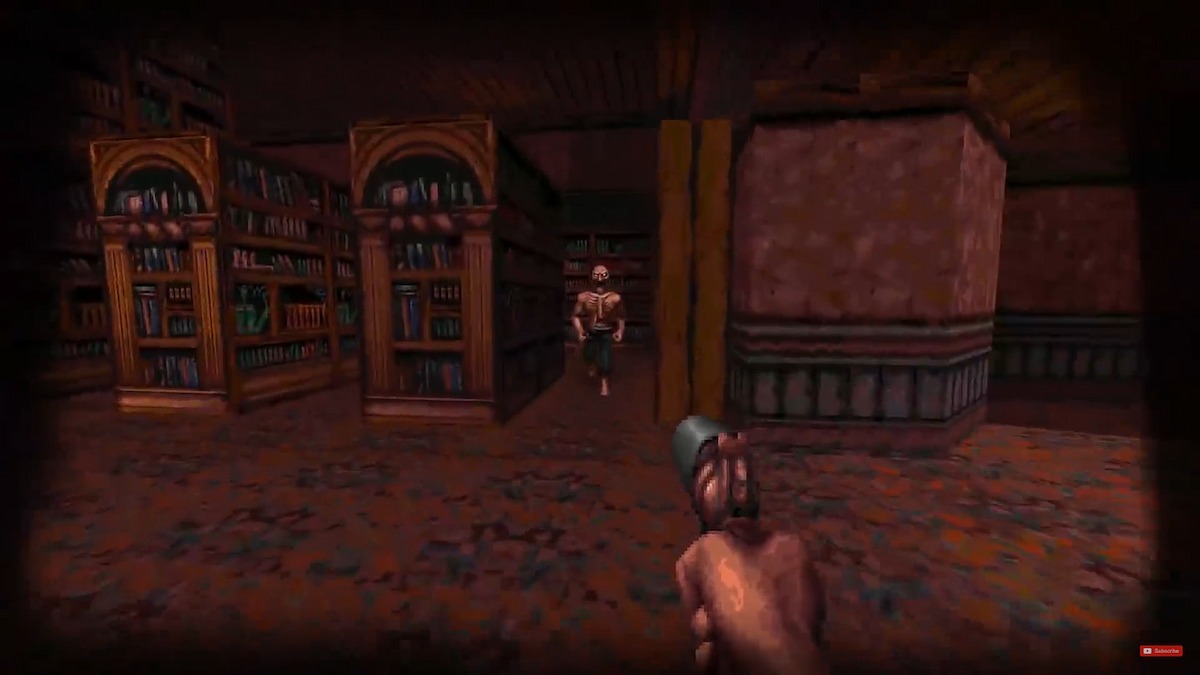 Finding enemies in the library in Blood: Fresh Supply.