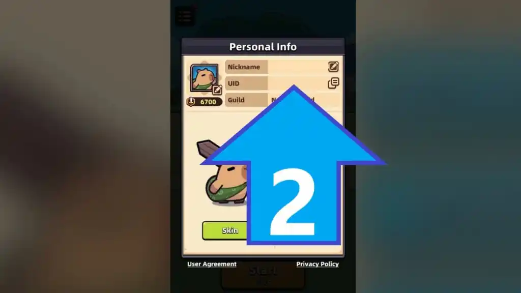 Capybara Go Personal Info menu.