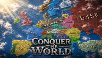 Conquer The World WW2 featured image and logo depicting the 1940's map of Europe