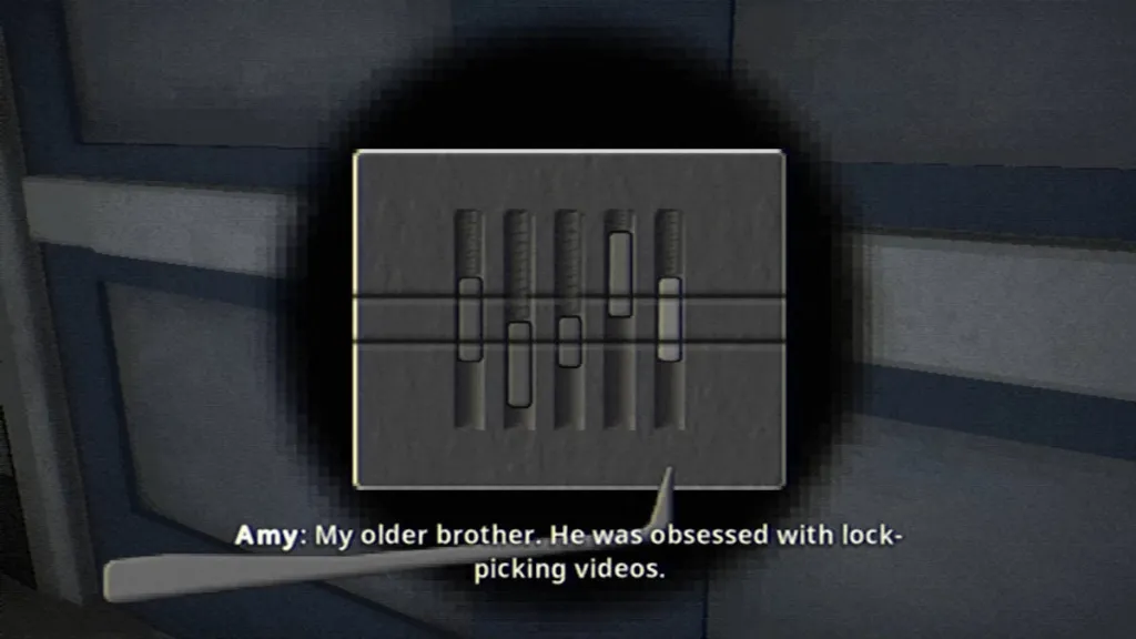 One of the lockpick puzzles in Fear the Spotlight.