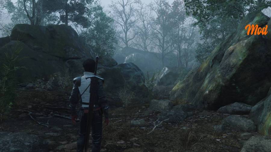 Clive standing in a forest with the Final Fantasy XVI Natural Colors mod on in Final Fantasy XVI.