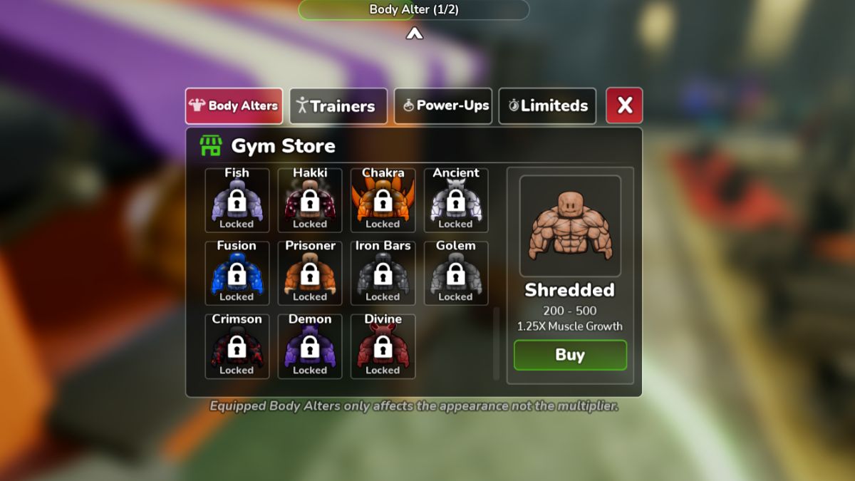 Body Alters Divine and Demon in Gym League Roblox