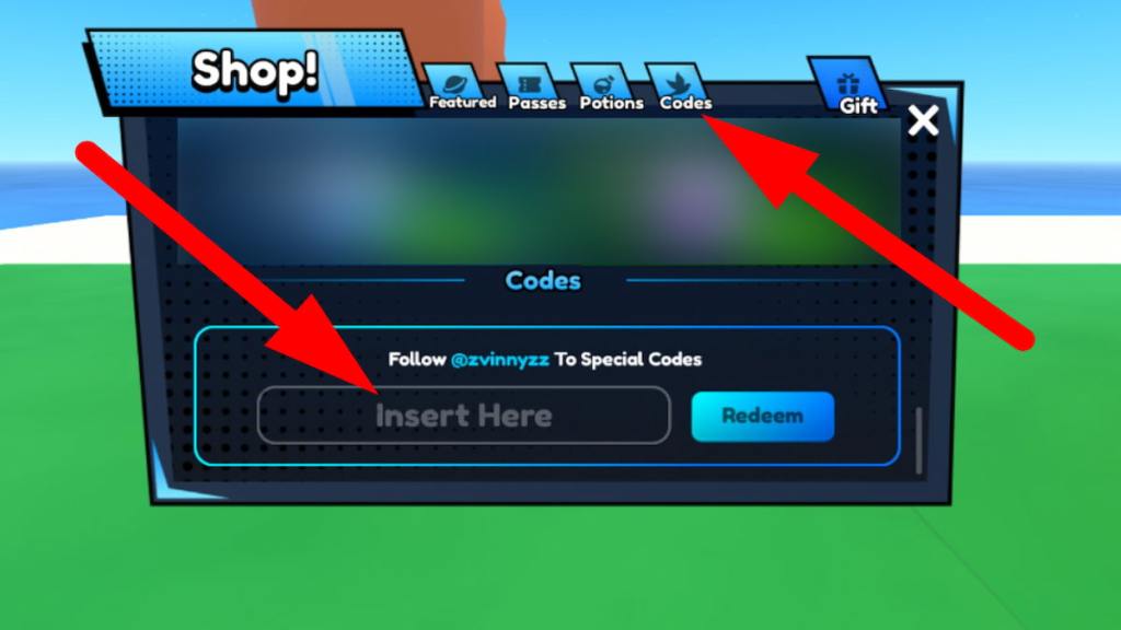 How to redeem Anime Revolution X codes, step 2