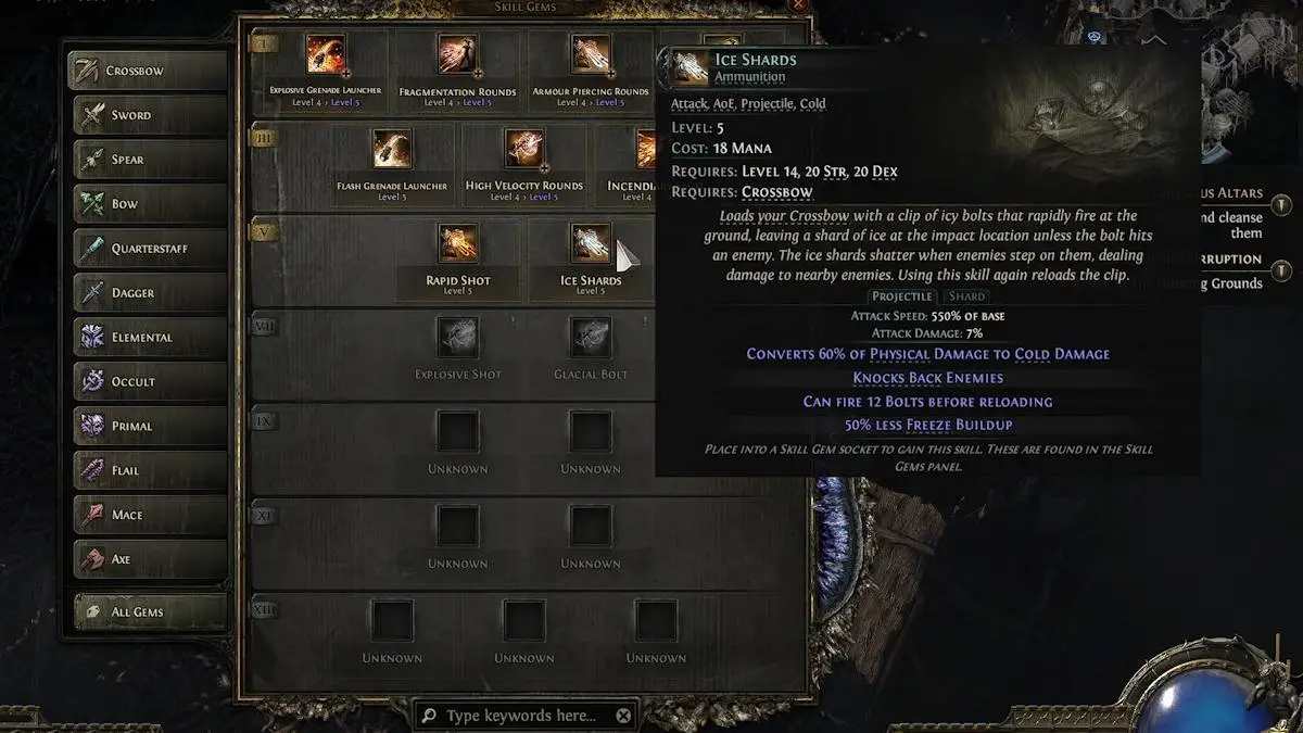 All Skill and Support Gems in POE 2