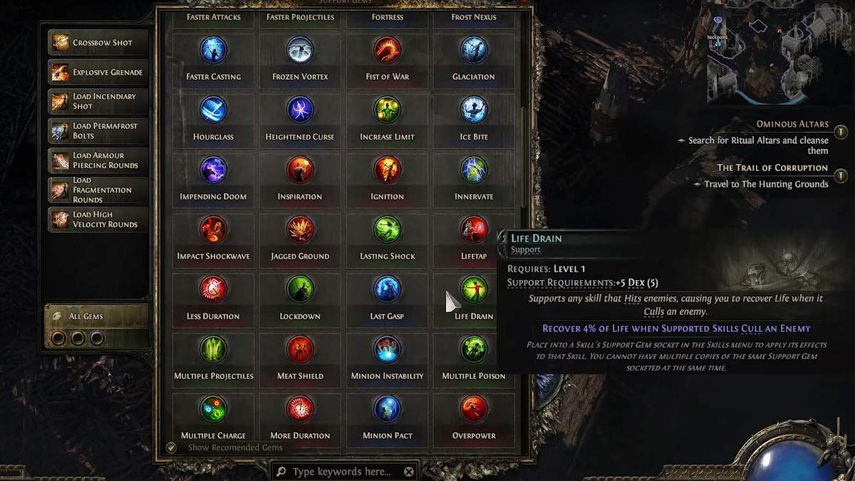 All Skill and Support Gems in POE 2