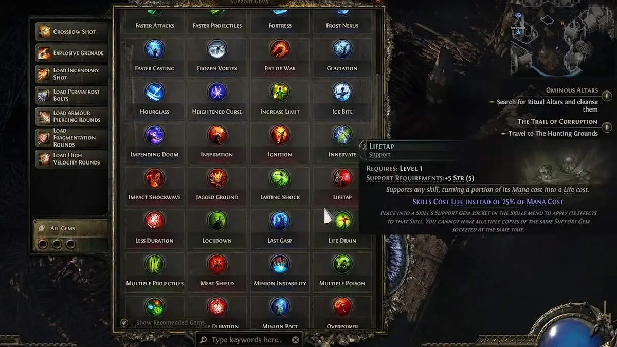 All Skill and Support Gems in POE 2