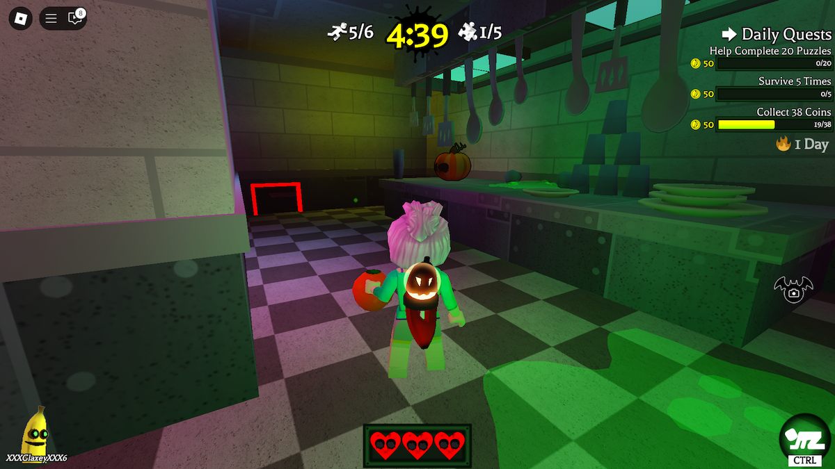 The pumpkin in the kitchen of the Banana Bash Fun Center in Banana Eats on Roblox.