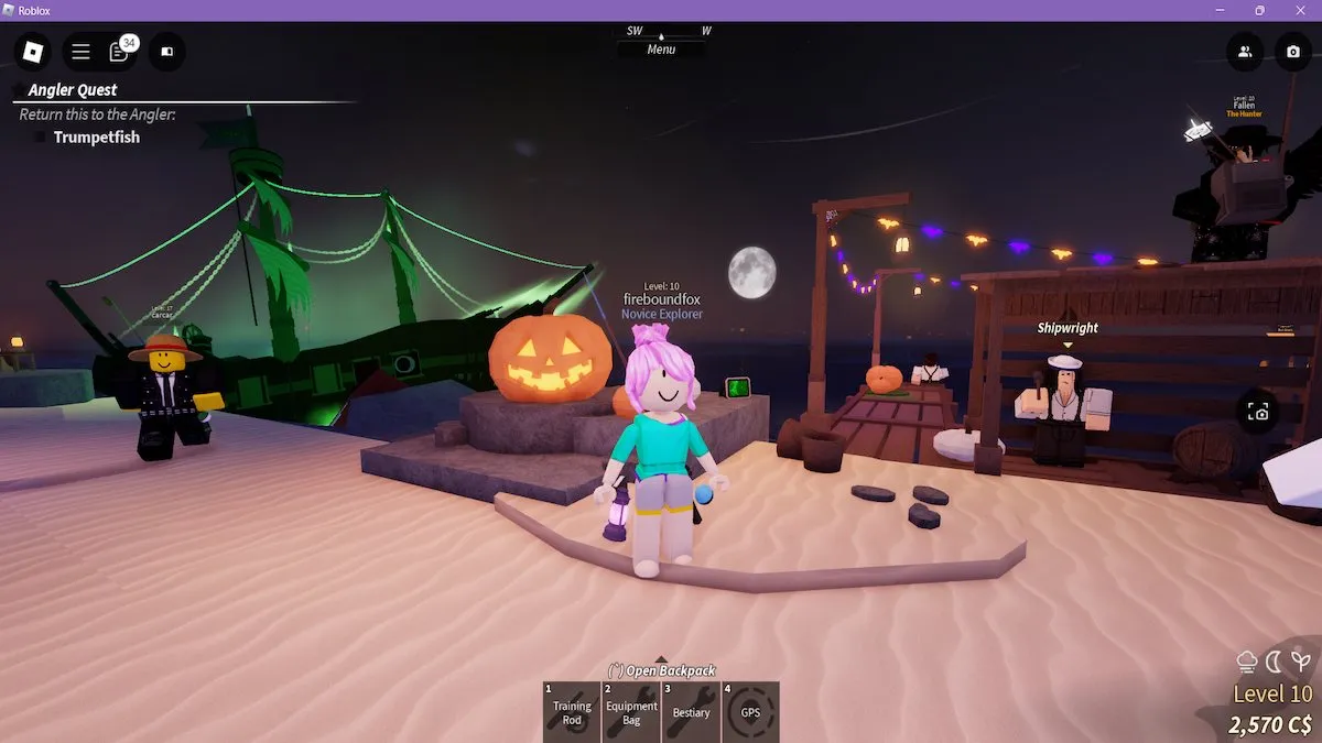 The Halloween event in full swing in Fisch on Roblox.