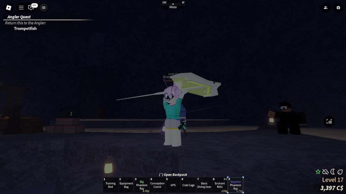 A Negative Phantom Ray in Fisch on Roblox.