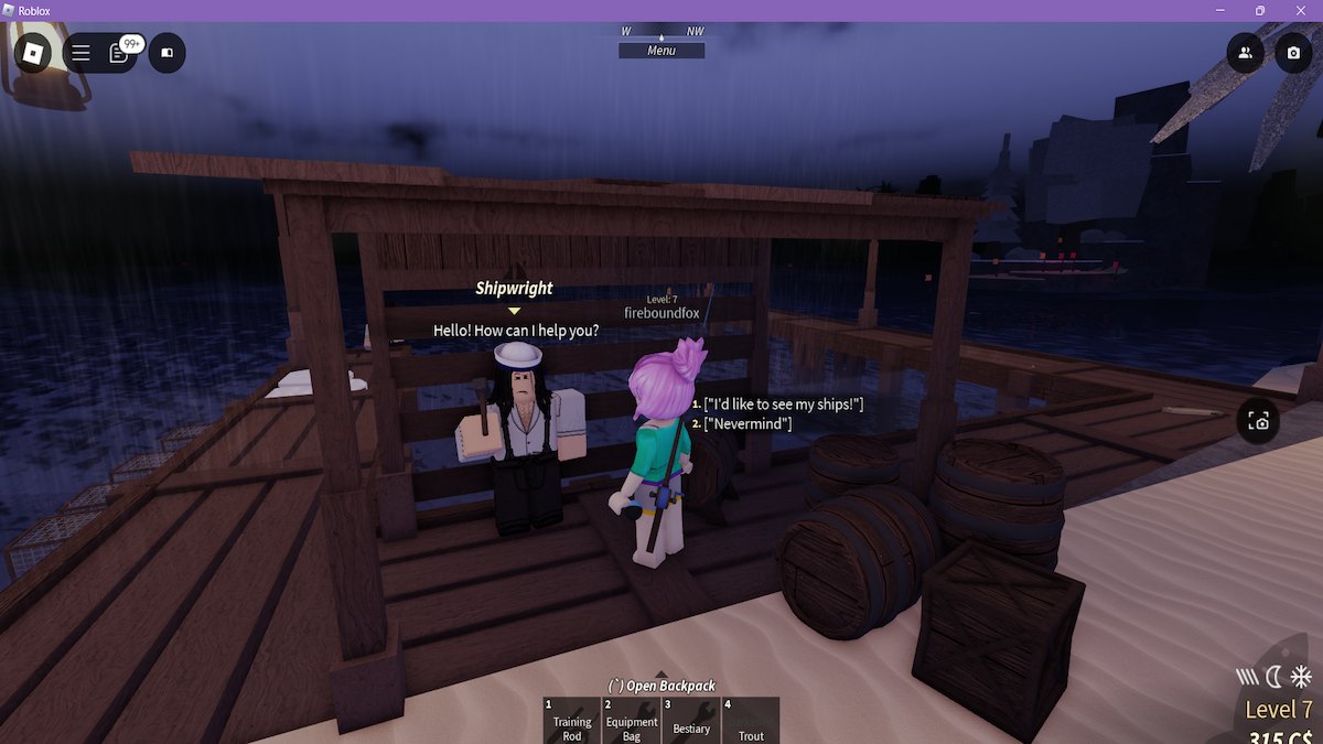 Finding the Shipwright in Roblox's Fisch.