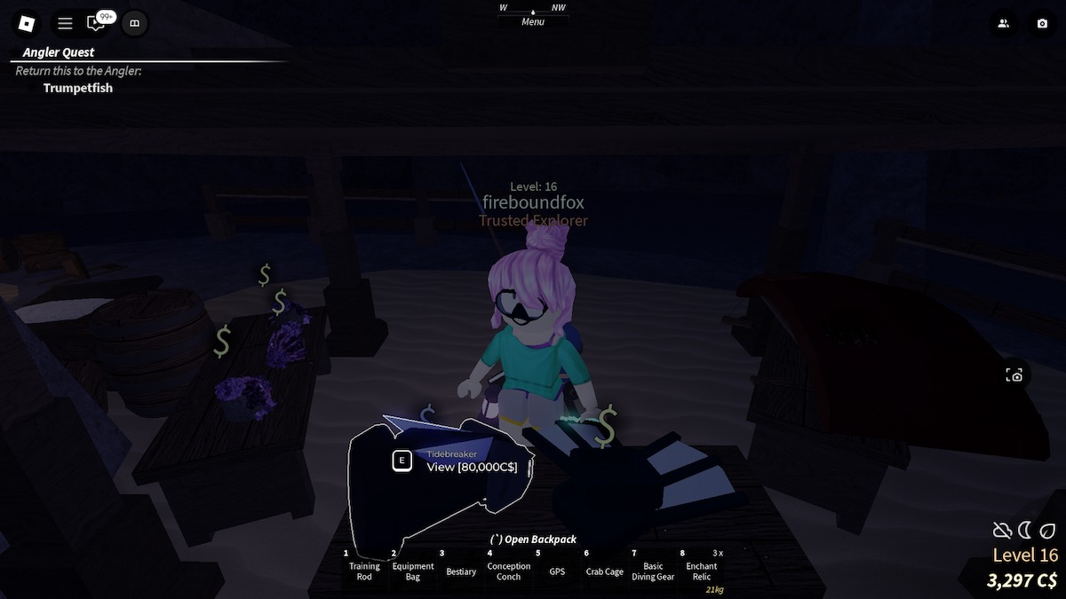 The Tidebreaker on sale in the Desolate Pocket in Fisch on Roblox.