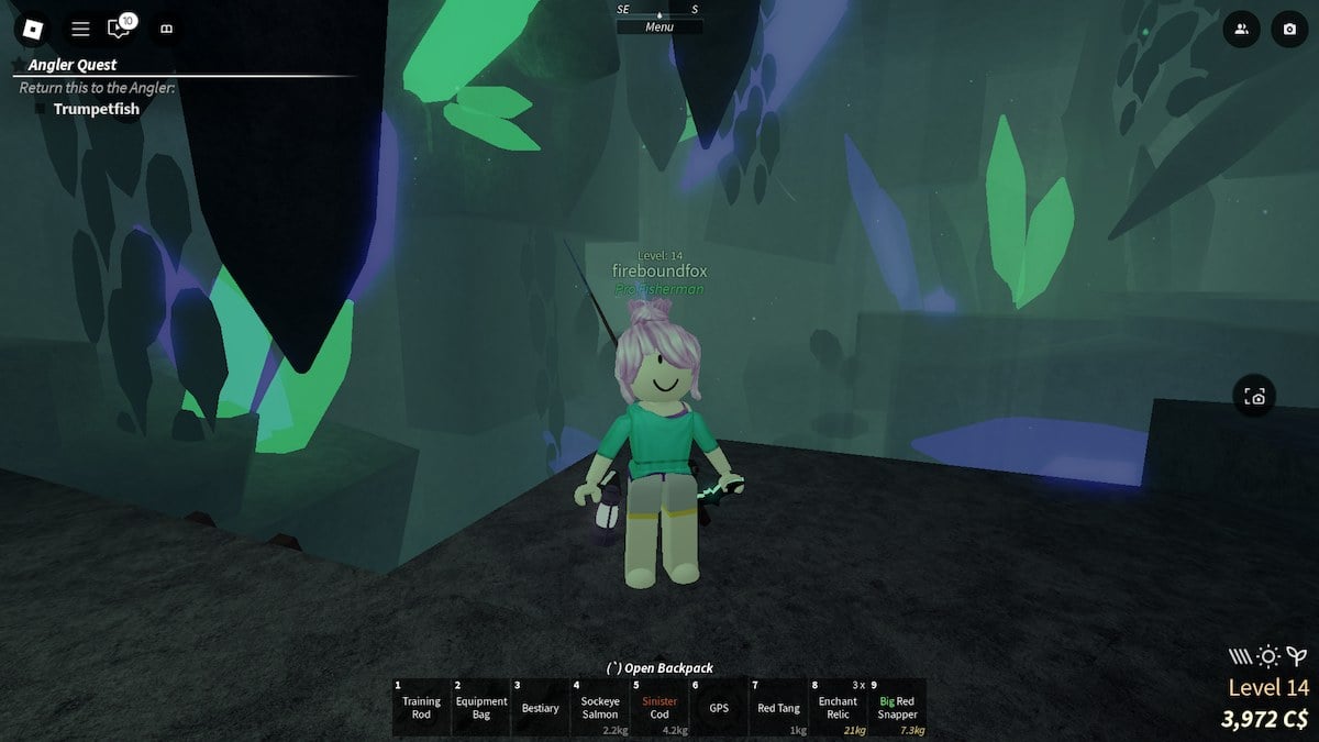 Inside Vertigo in Fisch on Roblox.