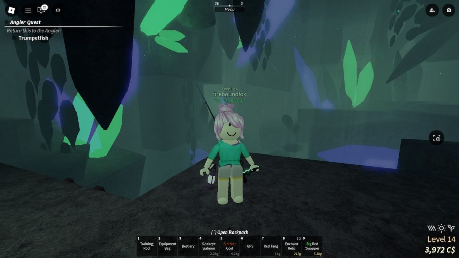Inside Vertigo in Fisch on Roblox.