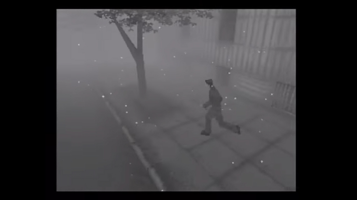 Running in the snow in Silent Hill 1.