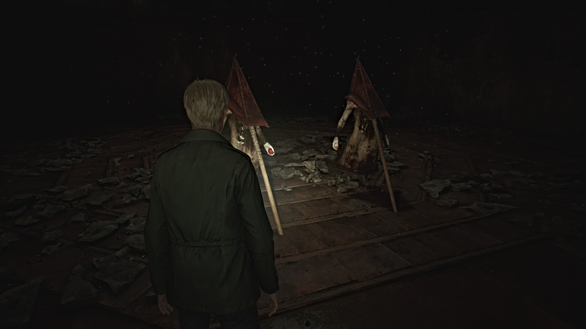 Pyramid Heads with eggs in Silent Hill 2 Remake