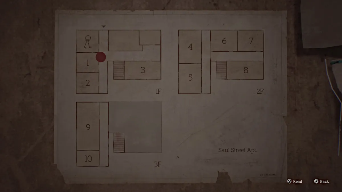 Saul Street Apartments map in Silent Hill 2 Remake