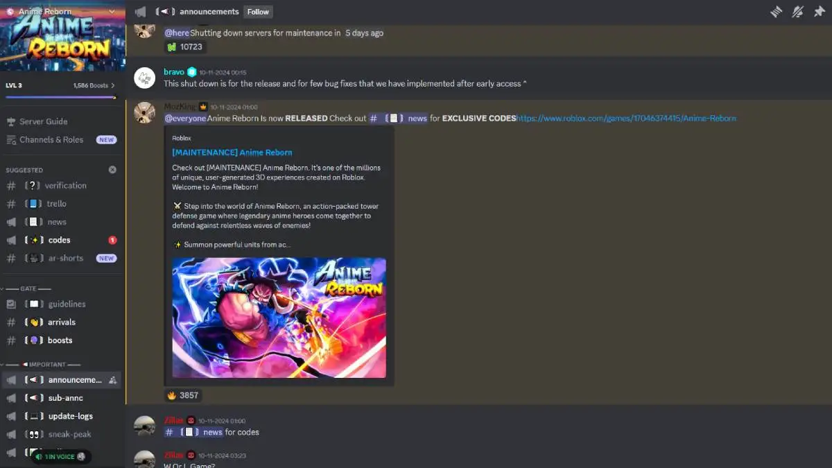 Официальные ссылки Anime Reborn на Trello и Discord