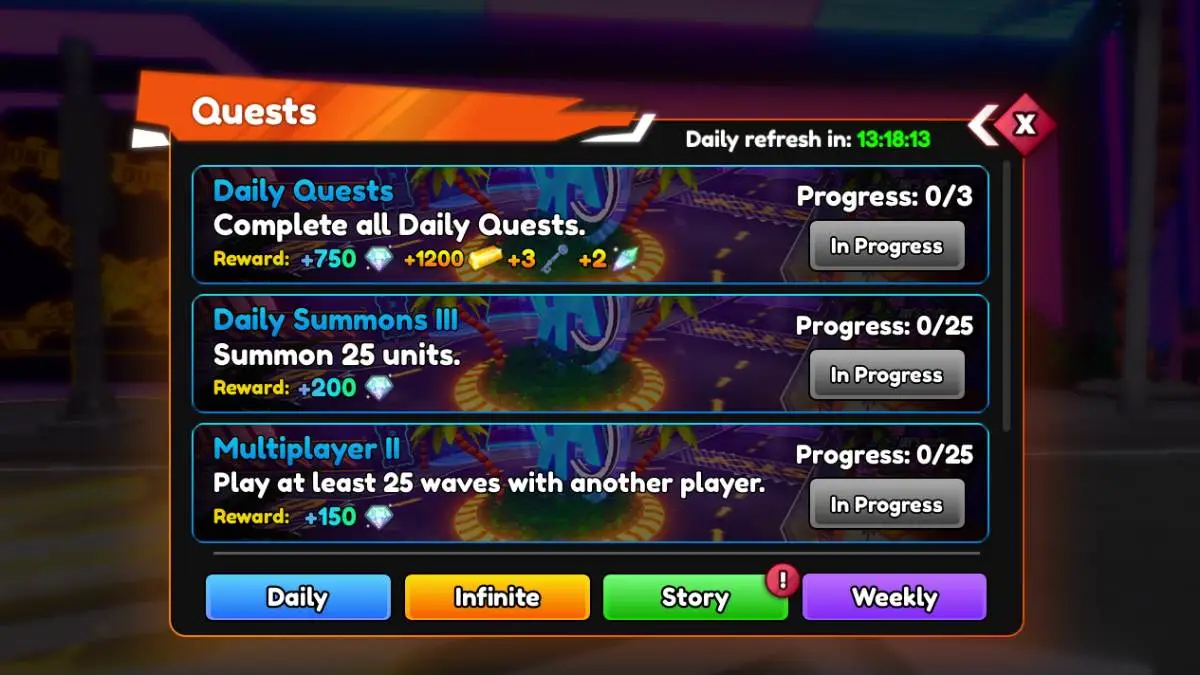 Anime Reborn quests menu