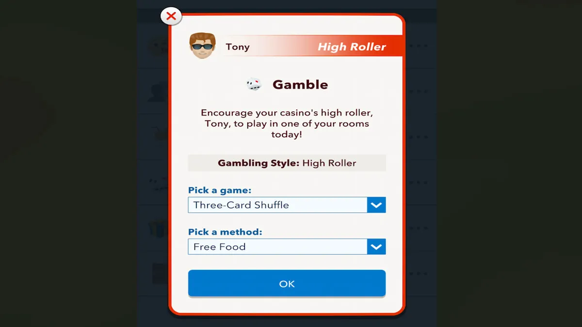 The Gamble Encouragement menu in BitLife