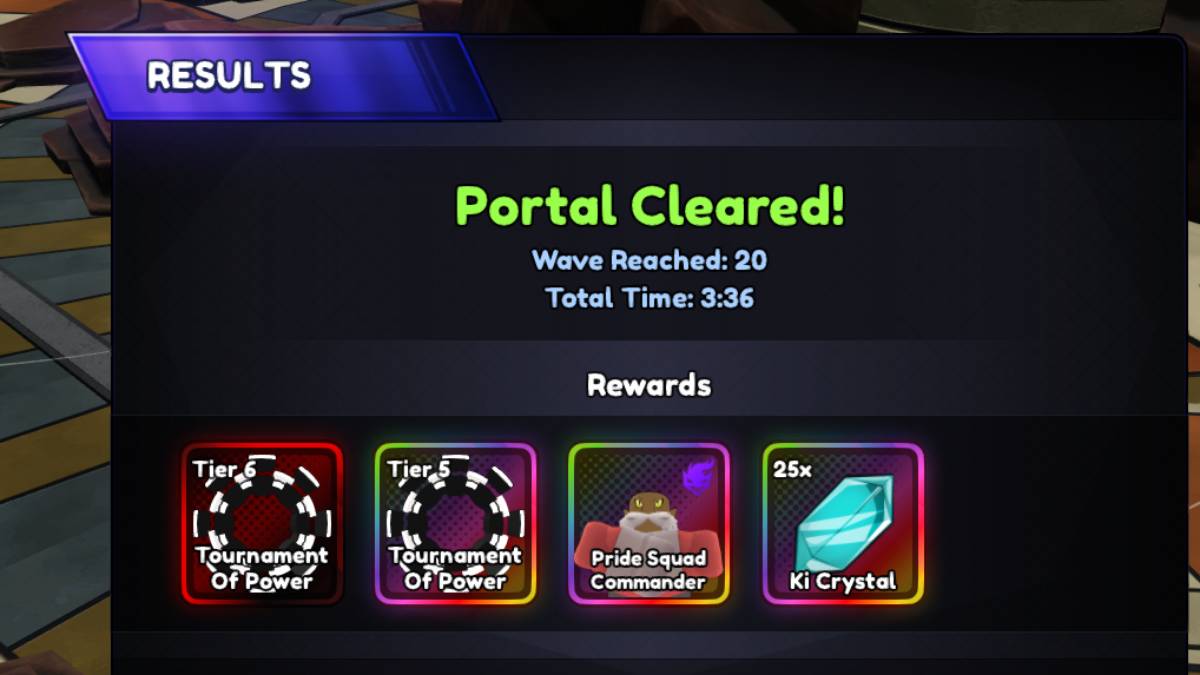 DB portal rewards menu in Anime Last Stand