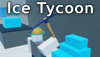 A player mining Ice in Ice Tycoon