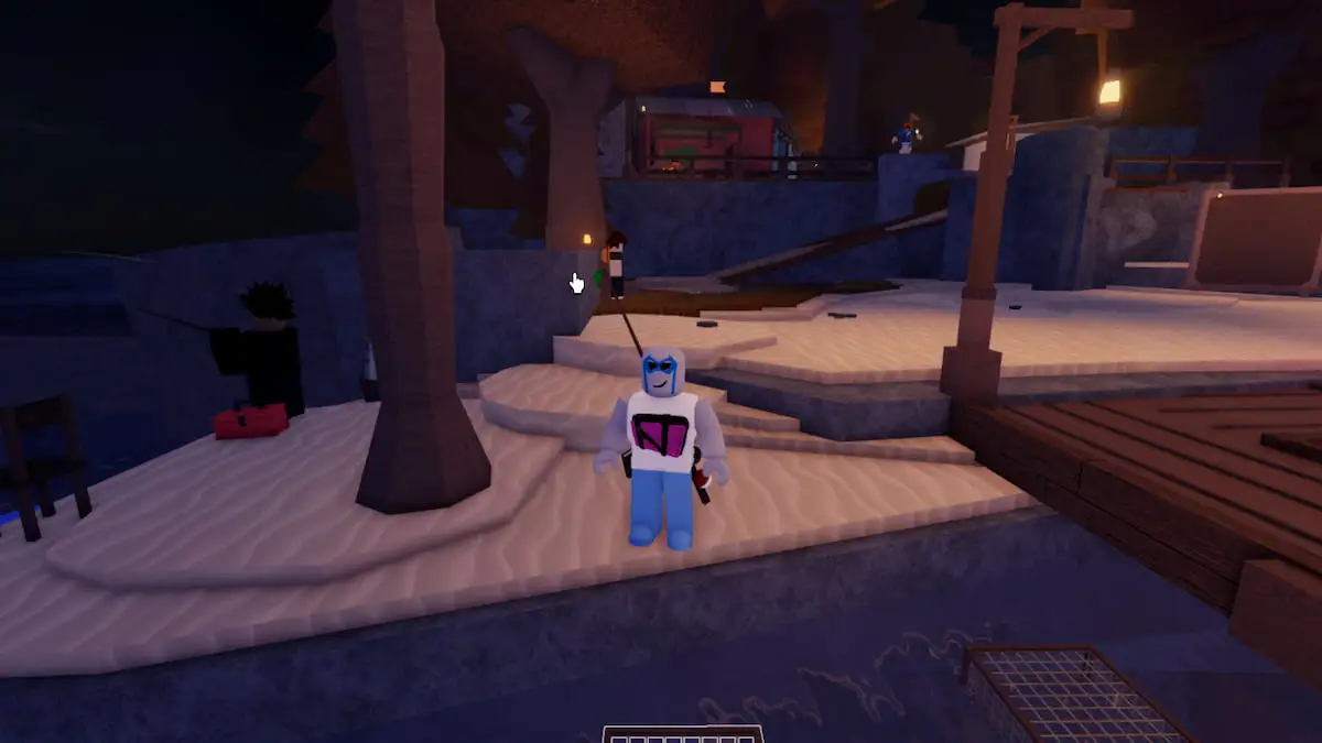 A player standing in Roblox Fisch