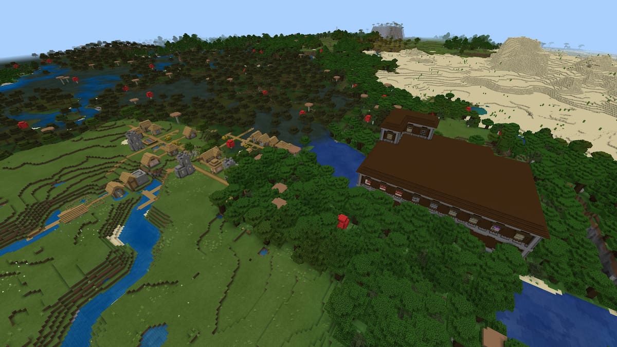 A Plains Village next to a Minecraft Woodland Mansion