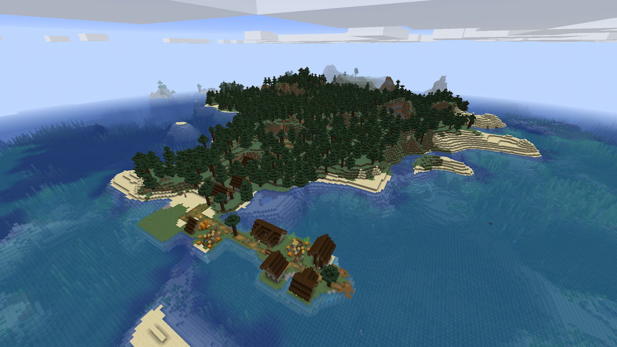 A Taiga Island with a Taiga Village in Minecraft