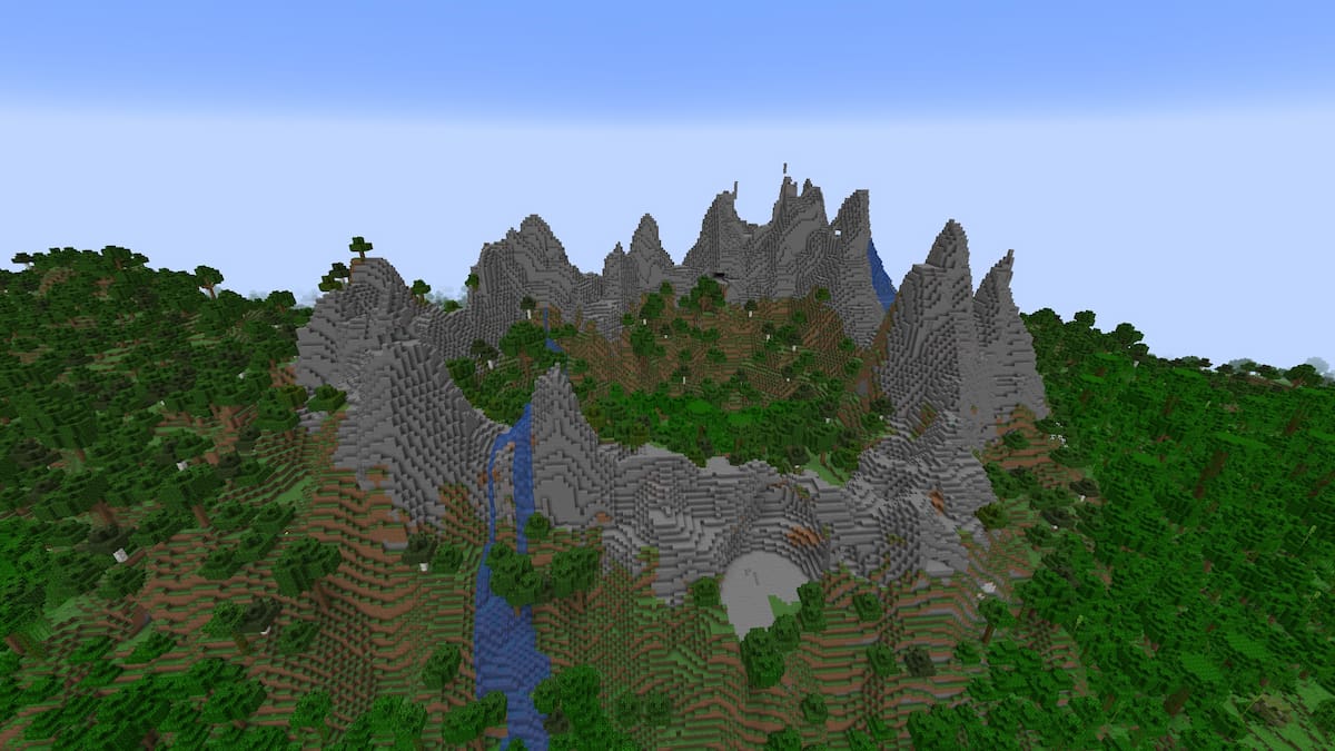 A Minecraft seed with a Bamboo Jungle mountain