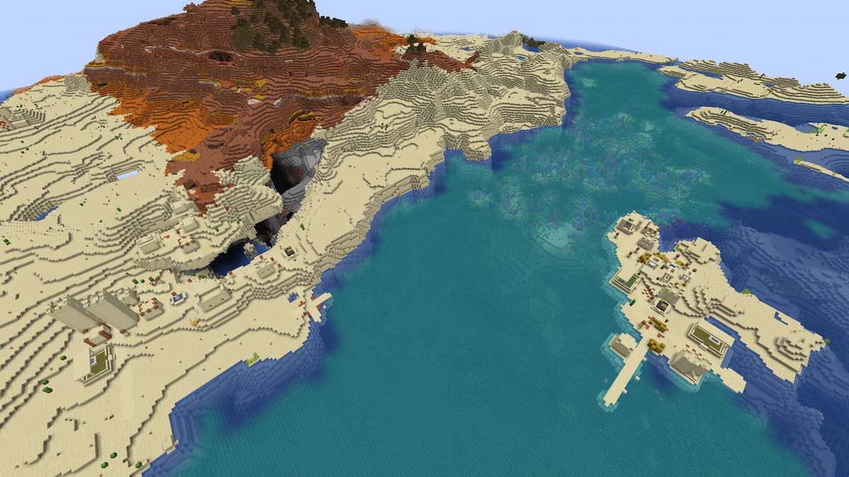 A Minecraft Coral Reef with two Desert Villages