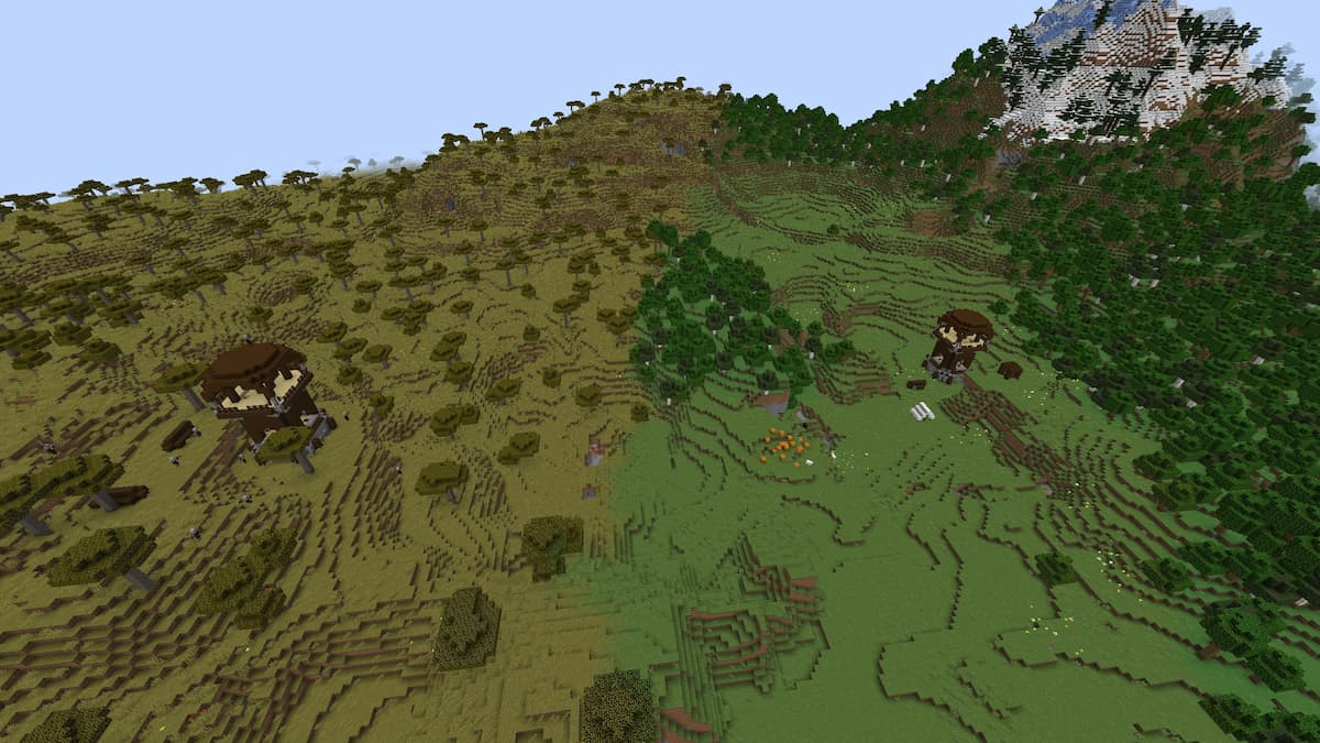 Two Pillager Outposts next to each other in Minecraft