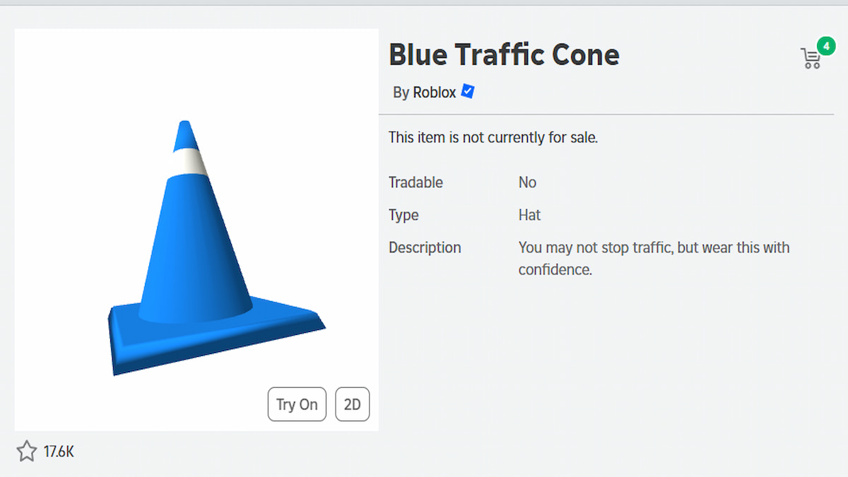 A Blue Traffic Cone UGC in Roblox