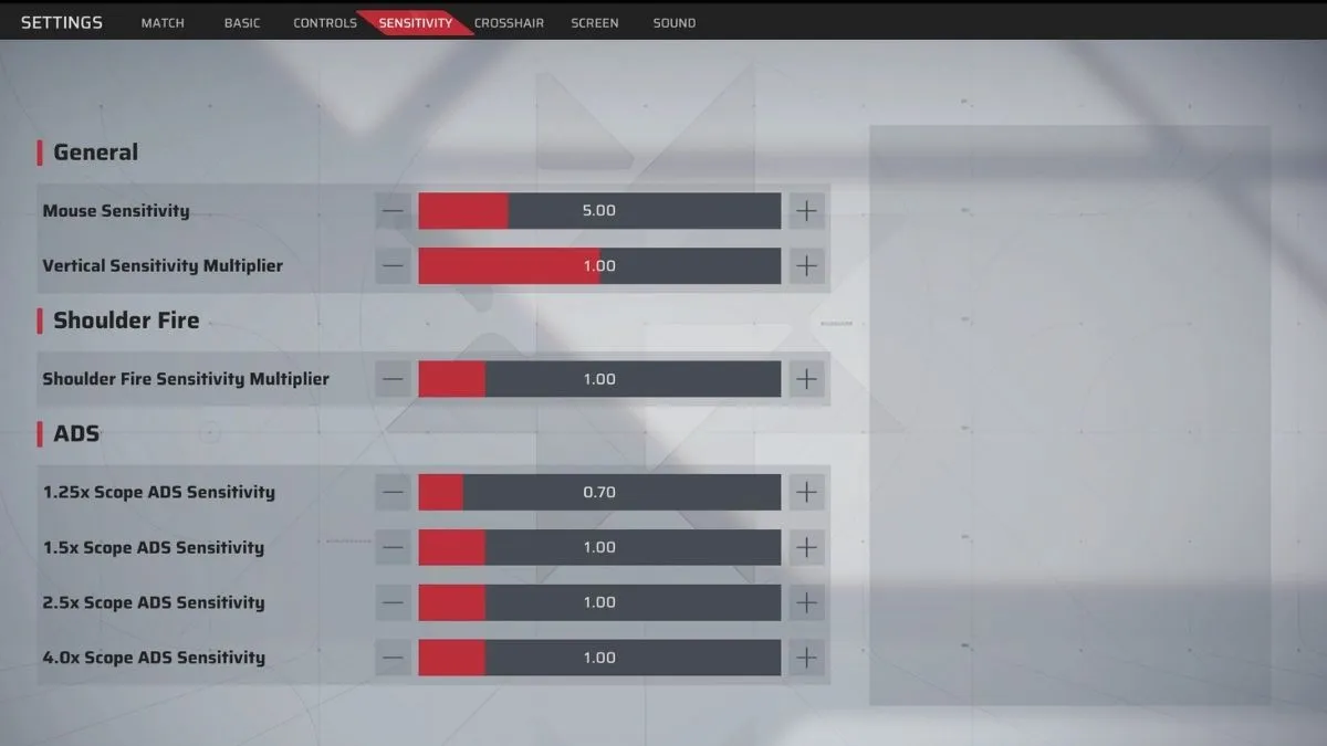 Sensitivity Settings for Strinova