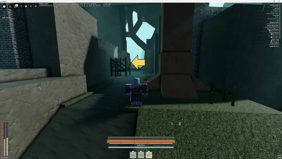 Roblox Deepwoken character entering Fort Merit Prison