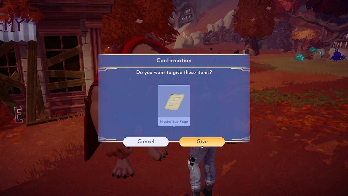 Giving The Beast the missing page you found in Dreamlight Valley: The Storybook Vale.