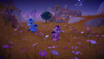 The pink and blue pegasus critters in Disney Dreamlight Valley: The Storybook Vale.