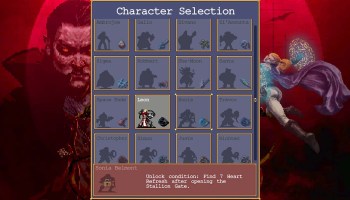 Vampire Survivors character selection screen