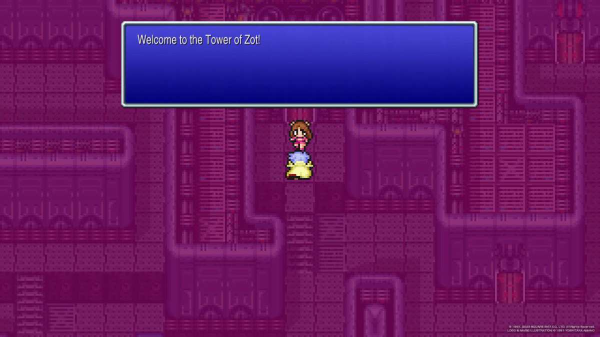 Sandy speaks to Cecil Harvey in the Tower of Zot in Final Fantasy IV.