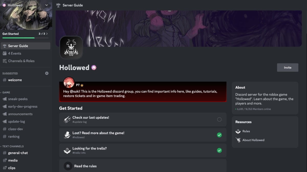 Screenshot of Hollowed Roblox Discord Server.