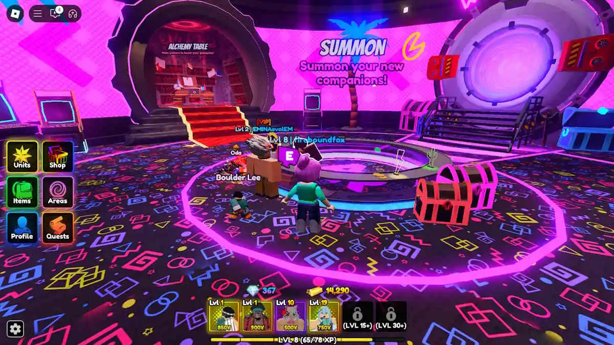 The summoning area in Anime Reborn on Roblox.