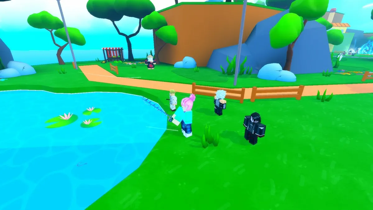 Fishing in Anime Shadow on Roblox.