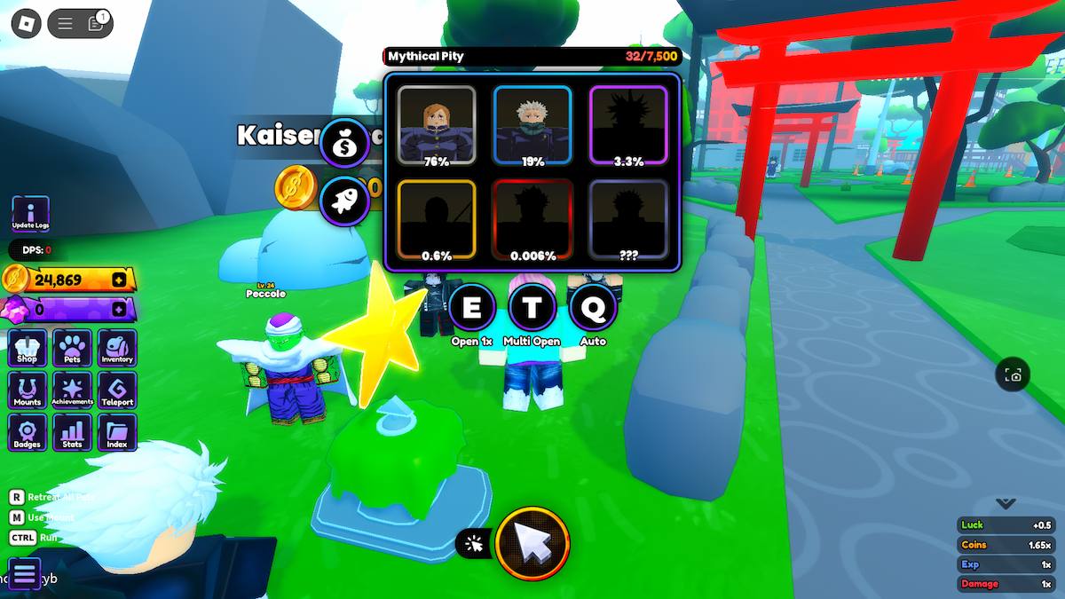 The coin pull pets for the Kaisen Academy world in Anime Shadow on Roblox.