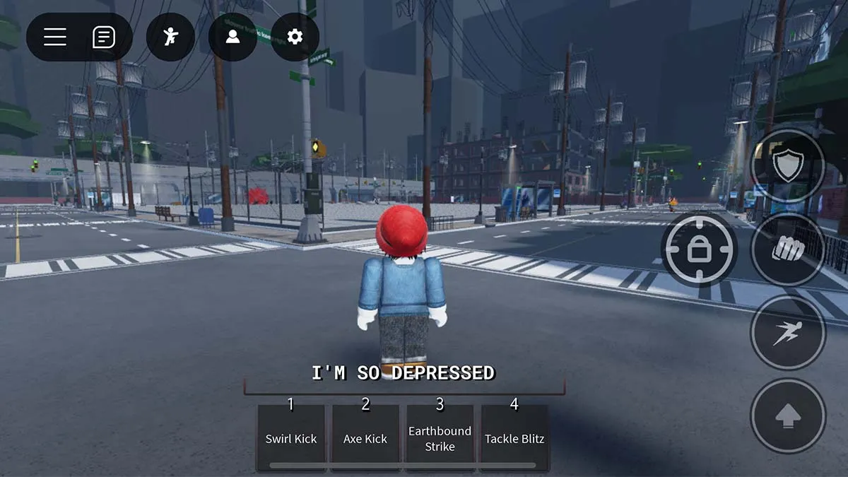 Player preparing for a fight in Roblox Fiction Battleground