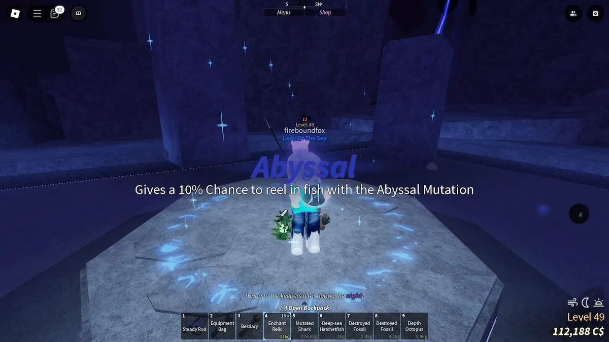 Getting the Abyss Spell in Fisch on Roblox.